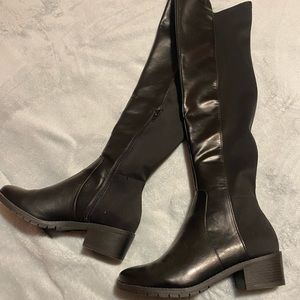 Black thigh high boots